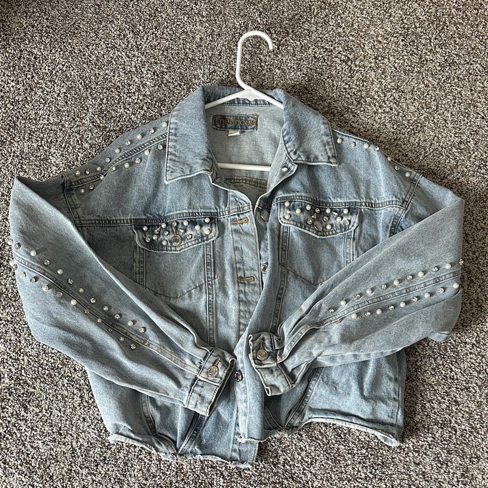 Maurices Light Blue Studded Jean Jacket